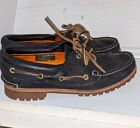 Vtg Womens Timberland 3 Eye Lug Lace-up Black Leather Boat Shoes  Size 7W