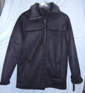 Tasso Elba Brown Leather Bomber Jacket Long Coat Mens XL NEW NWT - Picture 1 of 7