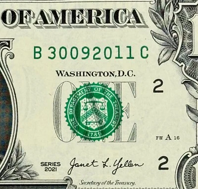 30th of September 2011 Birthday Dollar NEW Uncirculated Fancy Serial Number - Image 1 of 3