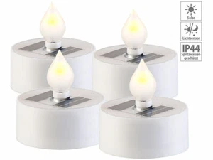 Set of 4 Solar LED Tea Lights with Dusk to Dawn Sensor, IP44, White - Picture 1 of 9