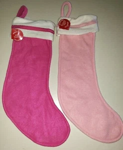 2 CHRISTMAS STOCKINGS LIGHT AND DARK PINK GIRLS CRAFTS TO DECORATE 19 INCH NWT - Picture 1 of 1