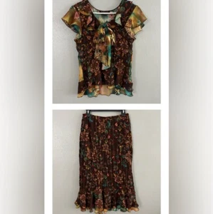 Firma Robbie Bee Plisado en Capas Fluido Juego Top Falda Conjunto 6 Hadas Boho - Imagen 1 de 15