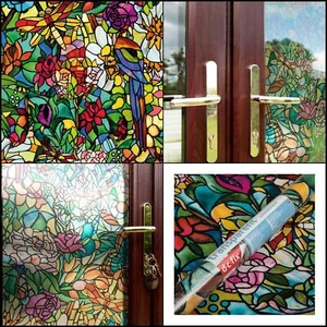 Window Film Stained Glass Self Adhesive Light Filter Cabinet Shower Door Privacy - Picture 1 of 9