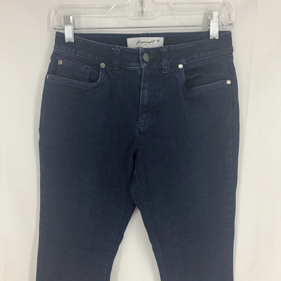 Pantalones de mezclilla Foxcroft NYC ajustados tiro medio lavado oscuro elásticos azules 4P (27x29) Foto 1 de 4
