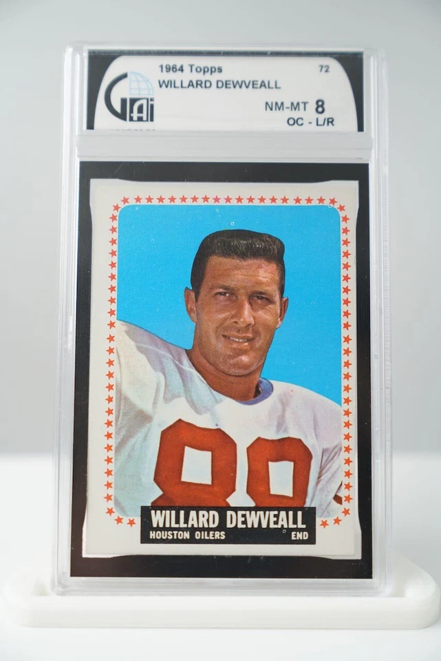 1964 Topps Football Card #72 Willard Dewveall RC Houston Oilers GAI 8 NM-MT - Image 1 of 2