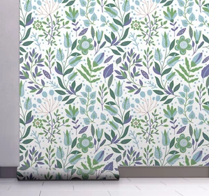 GW4041 Folkart Garden Peel & Stick Wallpaper Roll 20.5 inch Wide x 18 ft. Long - Picture 1 of 6