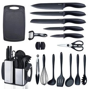 Kitchen Utensils Set,18-Piece Cooking Tools and Sharp Knives,Stainless Steel ... - Foto 1 di 7