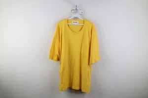 Vintage 90s Streetwear Herren 1XB Faded Blank Baggy Pocket T-Shirt Gelb Baumwolle - Bild 1 von 11