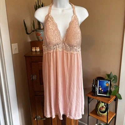 Sutiã acolchoado Daisy Fuentes Babydoll rosa top renda mini vestido coquete fada 1X - Imagem 1 de 4