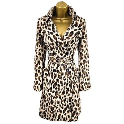 Chaqueta gabardina 10 UK KAREN MILLEN llamativa vintage de piel sintética con estampado de leopardo Foto 1 de 4