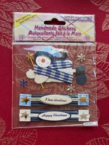 VINTAGE I LOVE CHRISTMAS BLUE SNOWMAN SCRAPBOOKING CARD TOPPERS SHIPS FREE - Picture 1 of 1