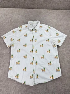 Camisa de mezclilla y flores para hombre XL manga corta abotonada piña estampado pizza blanca - Imagen 1 de 8