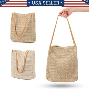 Women Handbag Rattan Straw Bag Shoulder Beach Woven Purse Tote Summer Crossbody - Picture 1 of 14