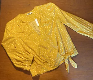 Nuevo torso para mujer Madewell amarillo talla S sintético estrellas mangas 3/4 algodón - Imagen 1 de 6