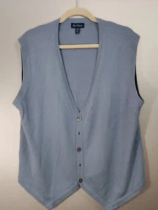 Paul Frederick Periwinkle Button Cardigan Sweater Vest - XL Silk/Cashmere Blend - Picture 1 of 3