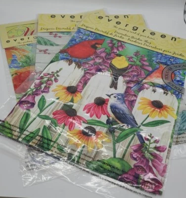 Banderas de jardín de hoja perenne de 3 piezas, bendice nuestro nido, bienvenida y pájaros Foto 1 de 4