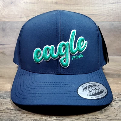 Boné Ping Masculino Snapback Águia Sob Par Azul Marinho - Verde Bordado 3D NOVO - Imagem 1 de 4