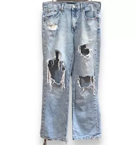 Aeropostale Skater Breitbein Jeans Damen 10 blau Hochhaus Distressed Grunge - Bild 1 von 13