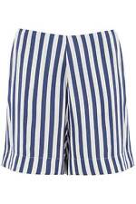 NEW Mvp wardrobe "striped charmeuse shorts by le MVPE4SH118 CREAM DEEP BLUE AUTH