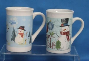 2 Christmas Royal Norfolk 12 oz Coffee Cups Mugs Snowmen with Merry Bright - Picture 1 of 5