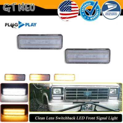 Clear White DRL Amber LED Signal Lights For 1980-1986 Ford Bronco F150 F250 F350 - Image 1 of 4