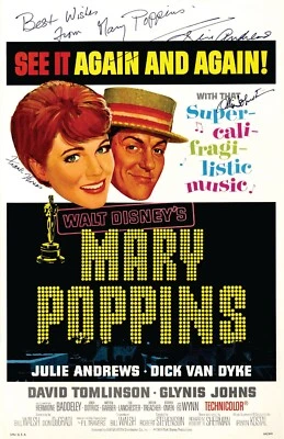 Póster de la película Mary Poppins 13x19 Julie Andrews Dick Van Dyke acabado satinado Foto 1 de 4