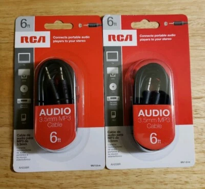 Cable de audio/mini MP3 RCA AH208R 3,5 mm - 6 pies - negro NUEVO (LOTE DE 2) Foto 1 de 4