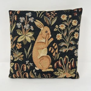 Vintage Rabbit French Medieval Style Tapestry Floral Pillow Cushion 8"×8" Easter - Bild 1 von 5