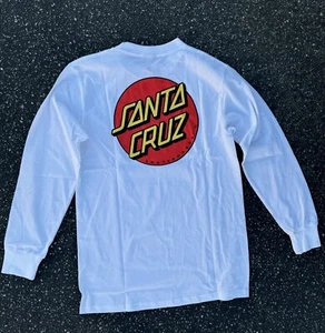 Santa Cruz klassisches gepunktetes T-Shirt ""Langarm"" Skateboard weiß neu Größe MEDIUM - Bild 1 von 3