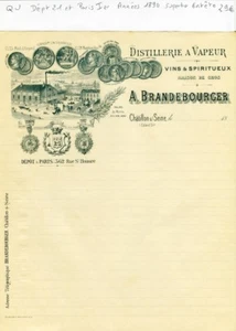 Dépt 21 & Paris I er - Chatillon/Seine - Superbe Entête d'une Distillerie - 1890 - Picture 1 of 1