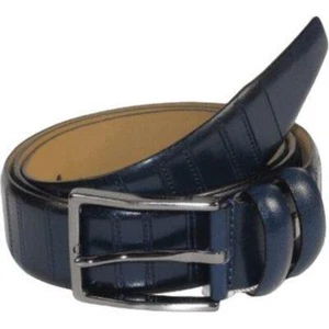 Men Navy Blue Genuine Leather Belt PIERO ROSSI Turkey Soft Full Grain #Navy line - Picture 1 of 13