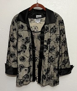 Vtg R&M Sz 10 TwinSet Black Roses Beading Mesh Cocktail Wedding Whimsygoth - Picture 1 of 13