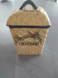 Vintage Hotta Yu Shoten japanisches Japan Korbweave Majolika Muskatnuss Gewürzglas - Bild 1 von 9