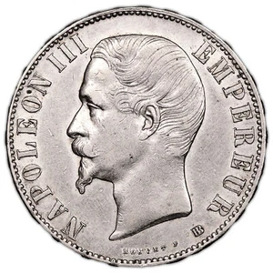 Coin France - Napoléon III - 5 francs - 1855 BB Strasbourg - Picture 1 of 2