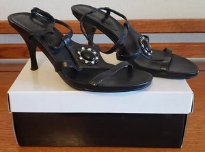 Aerosoles Strappy Black Womens Sandals Size 7.5 M Black Jewel & Rhinestones - Picture 1 of 7