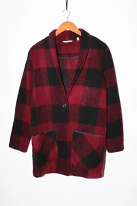 Soft Surroundings Buffalo Plaid Wool Blend Jacket Red Black size M - Picture 1 of 7