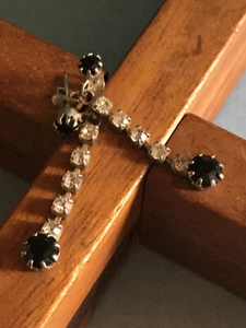 Paire Boucles d'Oreilles Pendantes Argentées et Strass Clous - Bild 1 von 2