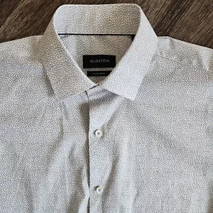 Bugatchi Comfort Stretch White Dot Long Sleeve Button Up Shirt Size 15.5 NWT - Picture 1 of 13