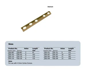PLACA SEMI-TUBULAR 4.5 IN TITANIO, (20 ARTÍCULOS POR LOTE) - Imagen 1 de 12