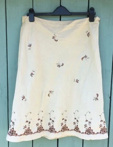 FEVER SKIRT SIZE 12 ~ 55% LINEN 45% COTTON ~ Embroidered Detail Sequins Beads - Picture 1 of 7