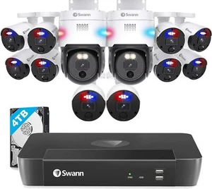 Swann Home Security Camera System with 4TB HDD, 16 Channel 12 Cam, POE Cat5e - Picture 1 of 8
