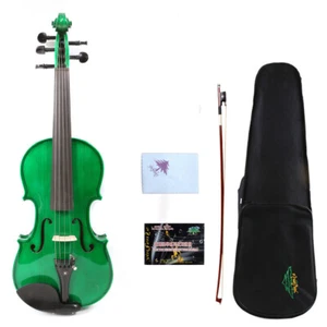 Nuevo violín de 5 cuerdas 4/4 abeto de arce hecho a mano violines arco color verde - Imagen 1 de 7