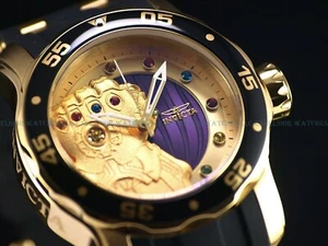 RARE INVICTA MARVEL THANOS 48MM STAINLESS STEEL GOLD CASE GEM DIAL SS BAND WATCH - Picture 1 of 6