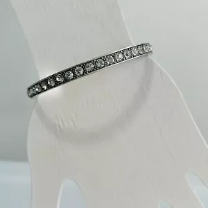Vintage Rhinestone Bangle Bracelet Silver Tone 90`s Premier Design Brand Signed - Picture 1 of 6