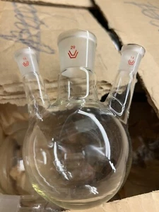3 Halskolben Dreihalskolben 250 ml Borosilikatglas mit Schliffhülsen NS 14-29-14 - Bild 1 von 4