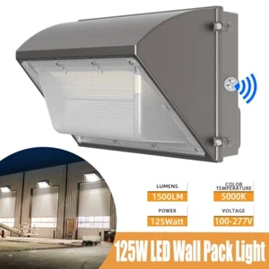Commercial 125W LED Wall Pack Light Outdoor Dusk to Dawn Photocell Security Lamp - Picture 1 of 12