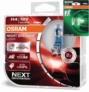 Osram H4 12V 60/55W NIGHT BREAKER LASER +150% mehr Helligkeit 2Stk.+W5W LL - Bild 1 von 4