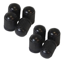 8 X BLACK PLASTIC UNIVERSAL TYRE ALLOY WHEEL CAPS DUST VALVE CAR BIKE CYCLE