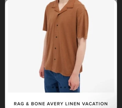 NWT Rag and Bone Avery Linen Button Vacation Collar Shirt Brown XL $195 Retail - Image 1 of 4