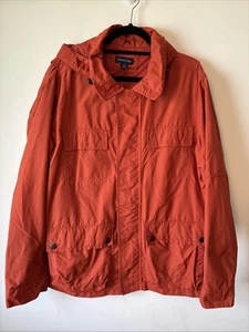 Lands’ End men’s large orange rain jacket water wind resistance chore coat - Picture 1 of 11